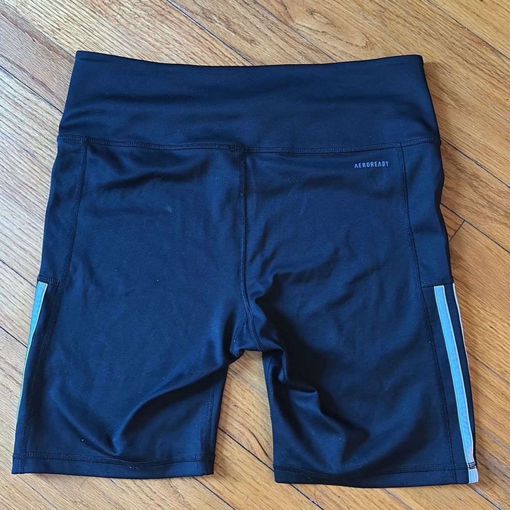 🌞Adidas Womens Black Spandex Shorts Primegreen Aeroready Size Large - Picture 2 of 4